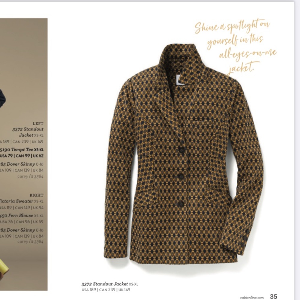 CAbi Black and Gold Standout Jacket